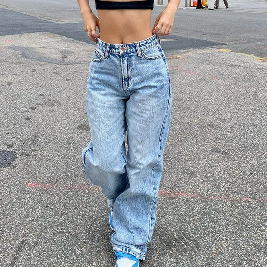 Jean taille haute à jambes larges